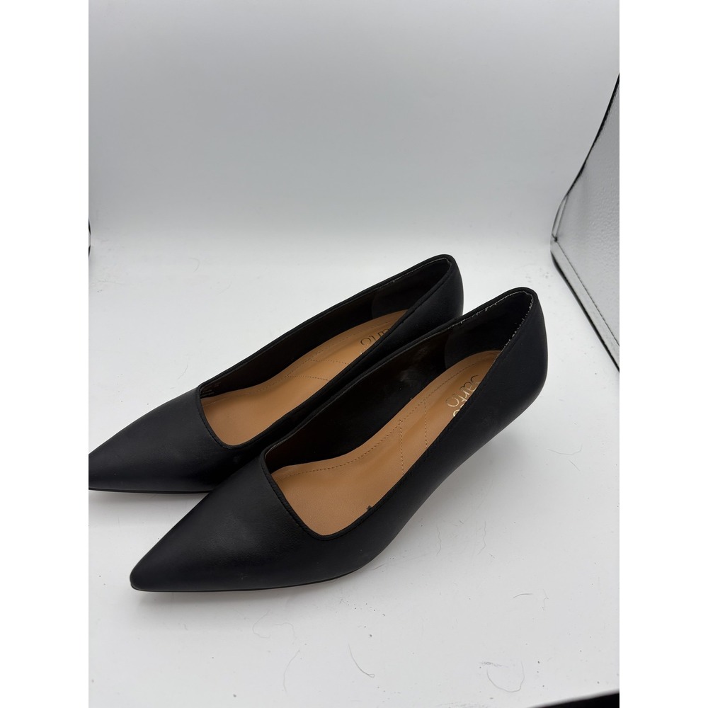Franco Sarto Shoes Womens Size 7.5 Black Pointed Toe Kitten Heel Pumps Dress
